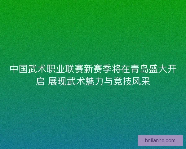中国武术职业联赛新赛季将在青岛盛大开启 展现武术魅力与竞技风采